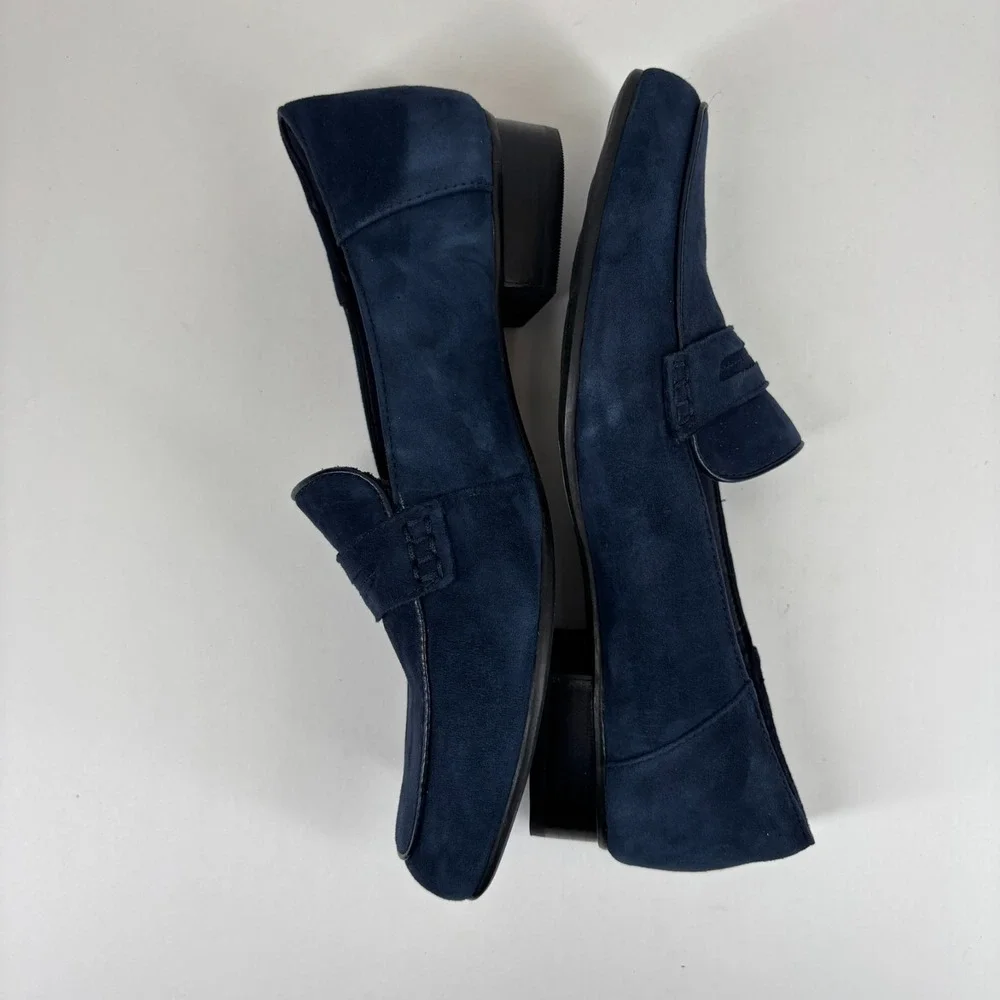 Clarks Keesha Cora Women's US 7.5M Navy Suede Comfort‎ Slip-On Penny Loafers